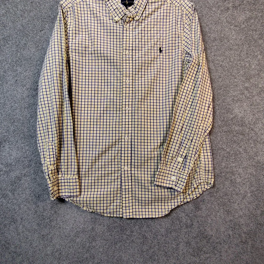 Ralph Lauren Mens Dress Shirt Yellow XL Check Long Sleeve Button Down Collared